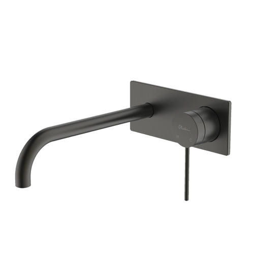 Venice Wall Bath or Basin Mixer (Curved 200mm Spout and Wall Plate) 5Star Gunmetal Lead Free [305167]