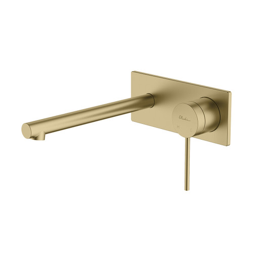 Venice Wall Bath or Basin Mixer (Straight 200mm Spout and Wall Plate) 5Star Classic Gold Lead Free [305109]