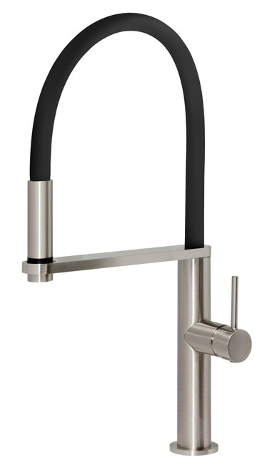 Blix Round Flexible Hose Sink Mixer (Black Hose) 5Star Brushed Nickel Lead Free [305889]