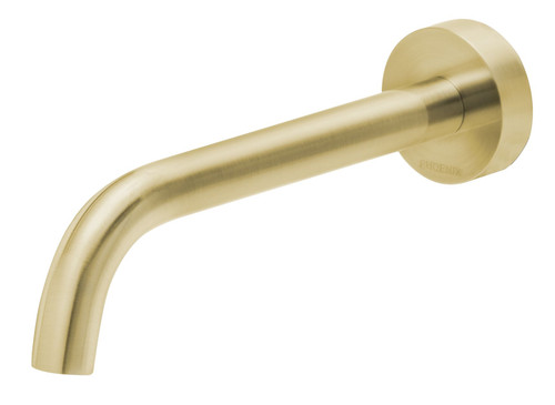 Vivid Slimline Wall Basin Spout 180mm Curved 6Star Brushed Gold Lead Free [306128]
