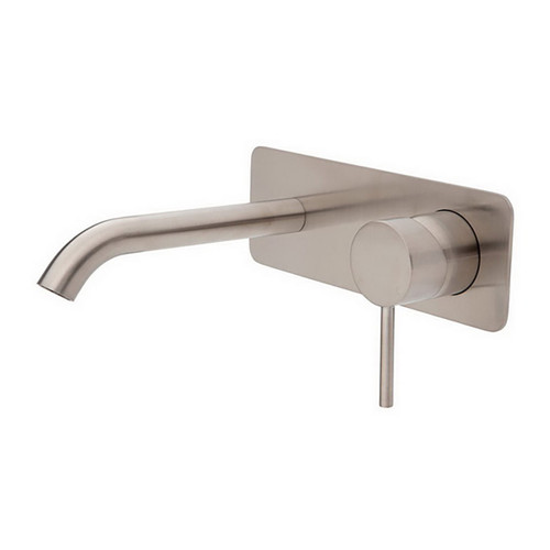 Kaya Wall Basin or Bath Mixer Set Square Plate Brushed Nickel 160mm Outlet Lead Free [311017]