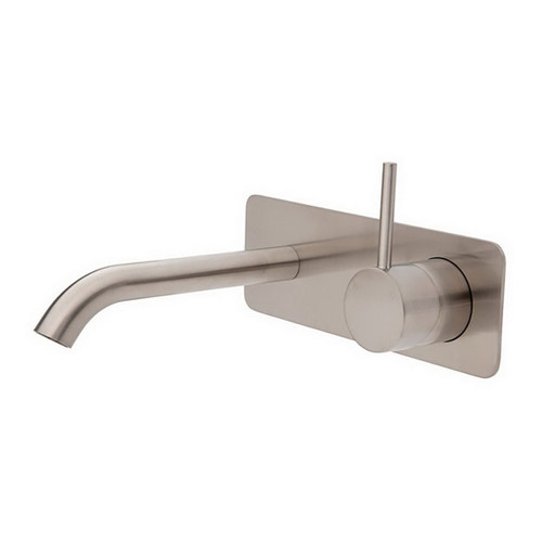 Kaya Up Wall Basin or Bath Mixer Set Square Plate Brushed Nickel 160mm Outlet Lead Free [311021]