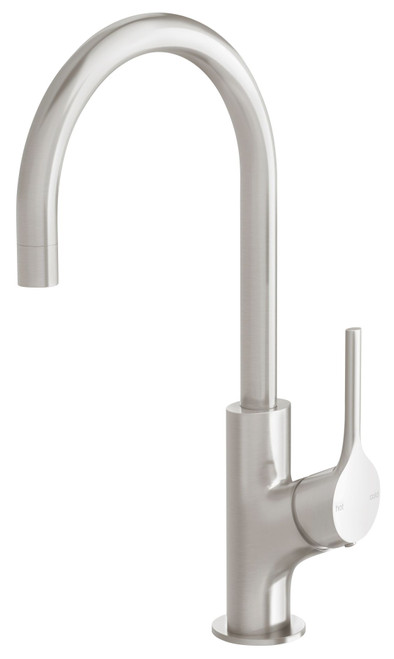 Vivid Slimline Oval Sink Mixer with 160mm Gooseneck Spout 5Star Brushed Nickel Lead Free [311752]