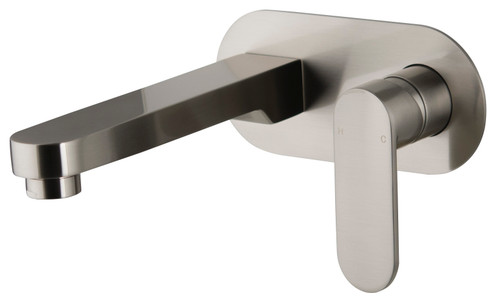 Saffron Wall Basin Mixer with Plate 6Star Brushed Nickel Lead Free [311056]