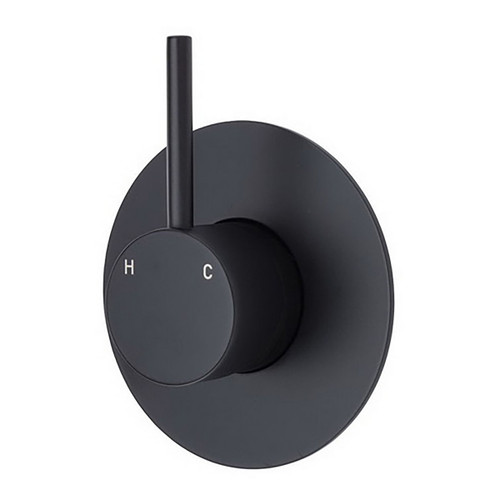 Kaya Up Wall Bath or Shower Mixer Large Round Plate Matte Black Lead Free [312506]
