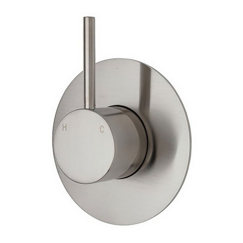 Kaya Up Wall Bath or Shower Mixer Large Round Plate Brushed Nickel Lead Free [312508]