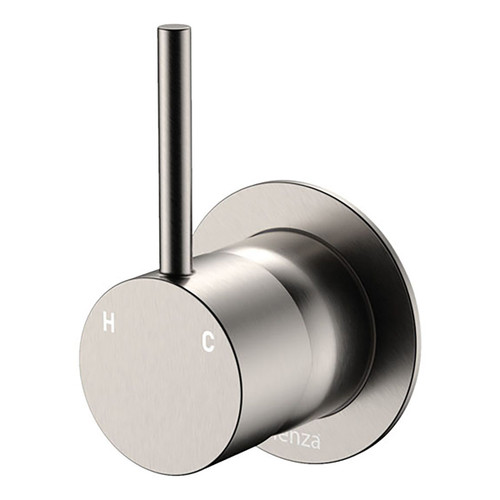 Kaya Up Wall Bath or Shower Mixer Small Round Plate Brushed Nickel Lead Free [312507]