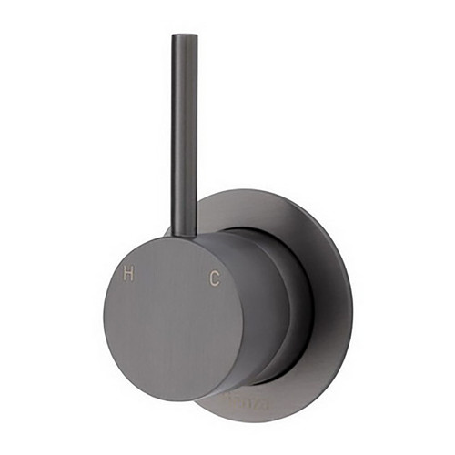 Kaya Up Wall Bath or Shower Mixer Small Round Plate Gunmetal Lead Free [312509]