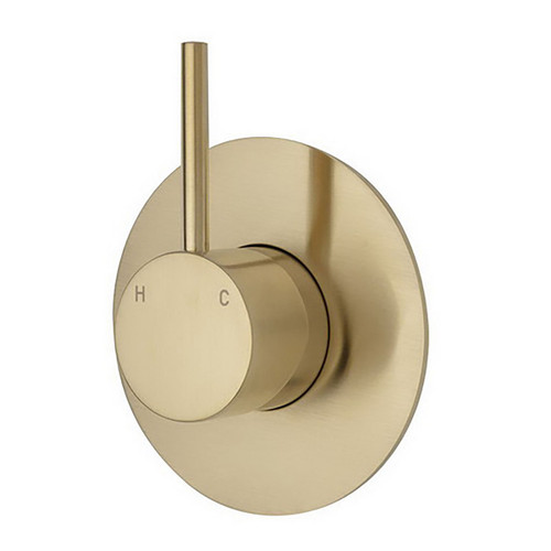 Kaya Up Wall Bath or Shower Mixer Large Round Plate Urban Brass Lead Free [312512]