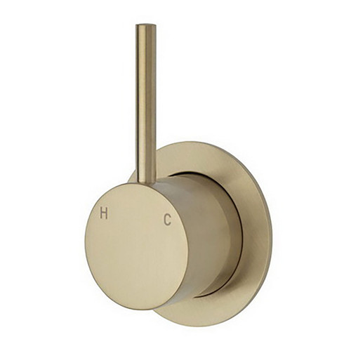 Kaya Up Wall Bath or Shower Mixer Small Round Plate Urban Brass Lead Free [312511]