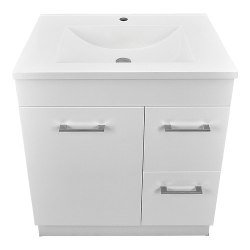 Tannah Vanity 1 Door 2 Drawer 750mm Right Hand Gloss Floor Mount 750mm with Kick White 1 Tap Hole [136009]