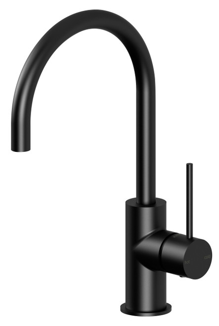 Vivid Slimline Sink Mixer with 160mm Gooseneck Spout 4Star Matte Black Lead Free [313885]
