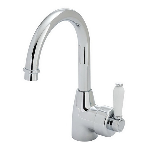 Eleanor Gooseneck Basin Mixer with Handle Chrome and Ceramic 5Star Lead Free [314648]