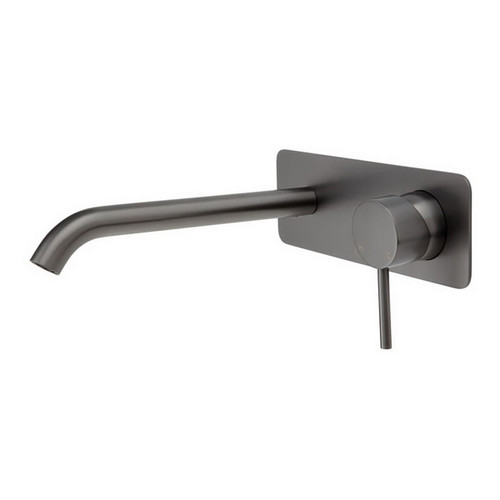 Kaya Wall Basin or Bath Mixer Set Square Plate Gunmetal 200mm Outlet Lead Free [314656]