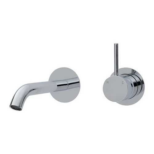 Kaya Up Wall Basin or Bath Mixer Set Round Plate Polished Chrome 160mm Outlet Lead Free [314659]