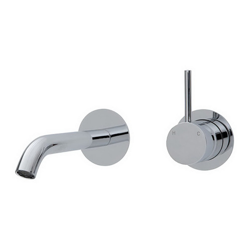 Kaya Up Wall Basin or Bath Mixer Set Round Plate Polished Chrome 160mm Outlet Lead Free [314659]