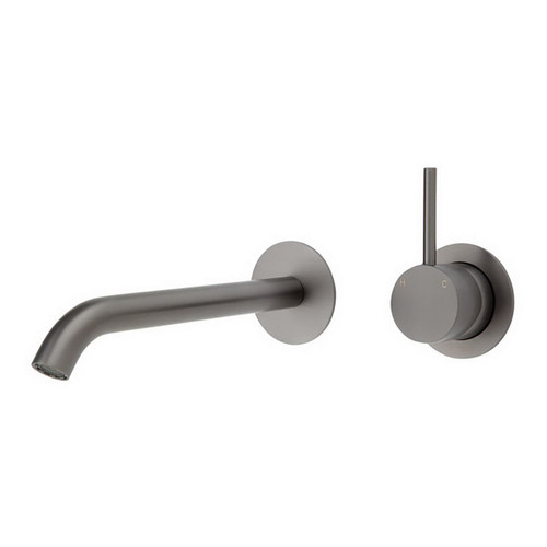 Kaya Up Wall Basin or Bath Mixer Set Round Plate Gunmetal 200mm Outlet Lead Free [314660]