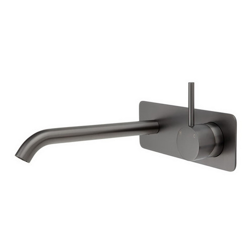 Kaya Up Wall Basin or Bath Mixer Set Square Plate Gunmetal 200mm Outlet Lead Free [314662]