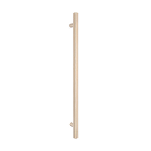 Vertical Round 12V Heated Towel Rail Warm Brushed Nickel 40 x 950mm [302407]