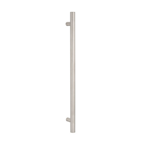 Vertical Round 12V Heated Towel Rail Cool Brushed Nickel 40 x 950mm [315823]