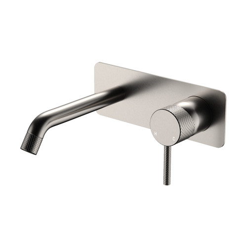 Axle Wall Basin or Bath Mixer Set Rectangular Plate 160mm Outlet Brushed Nickel [314855]