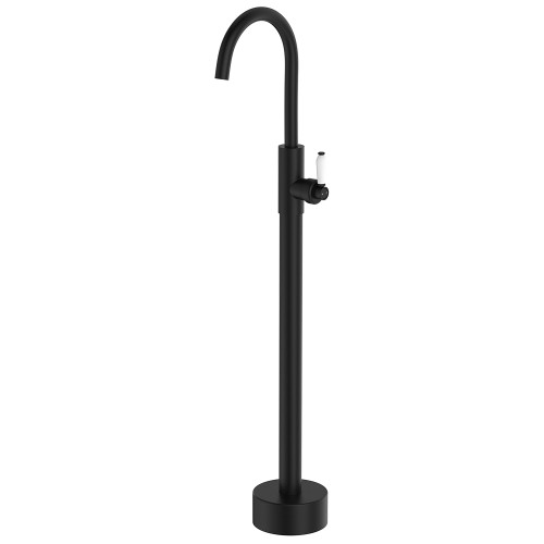 Eleanor Floor Mounted Bath Filler Matte Black with White Ceramic Handle [314849]