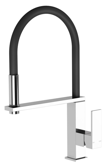 Vezz Square Flexible Hose Sink Mixer with Black Hose 5Star Chrome Lead Free [315714]