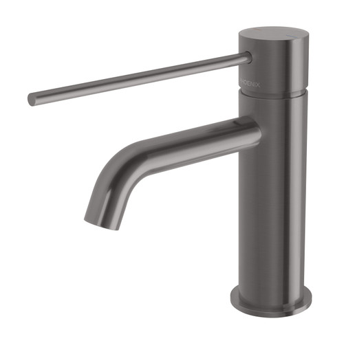 Vivid Slimline Basin Mixer Curved Outlet with Extended Lever Brushed Carbon Lead Free [315720]