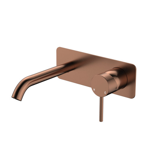 Kaya Basin or Bath Wall Mixer 160mm Outlet Set Brushed Copper Soft Square Plate Lead Free [310990]