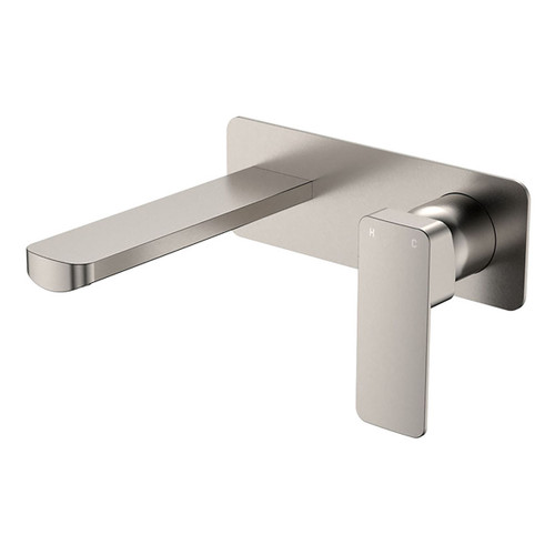 Tono Basin or Bath Wall Mixer Set 160mm Outlet Large Rectangular Plate Brushed Nickel Lead Free [310972]