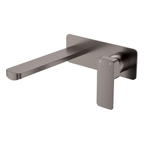 Tono Basin or Bath Wall Mixer Set 200mm Outlet Large Rectangular Plate Gunmetal Lead Free [310974]