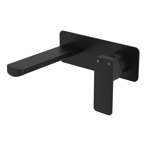Tono Basin or Bath Wall Mixer Set 160mm Outlet Large Rectangular Plate Matte Black Lead Free [310970]