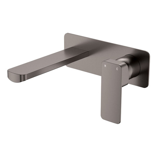 Tono Basin or Bath Wall Mixer Set 160mm Outlet Large Rectangular Plate Gunmetal Lead Free [310994]