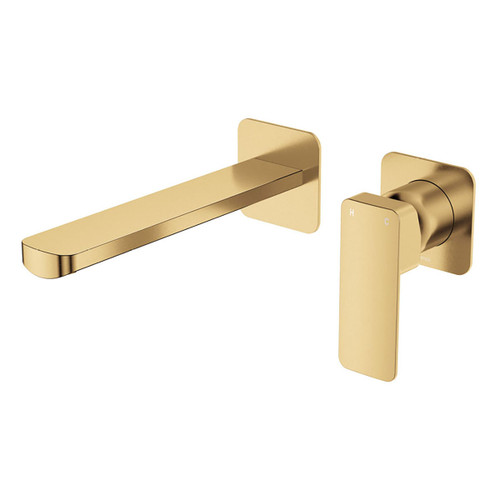 Tono Basin or Bath Wall Mixer Set 200mm Outlet Small Square Plate Urban Brass Lead Free [310968]