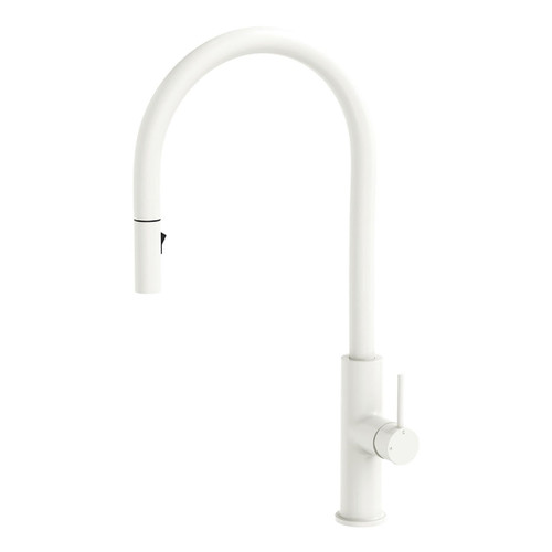 Kaya Pull-Out Sink Mixer 255mm Matte White Lead Free [311038]