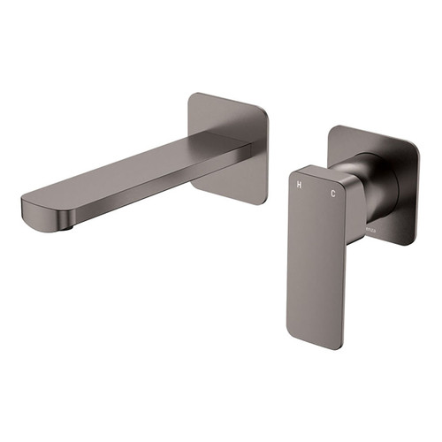 Tono Basin or Bath Wall Mixer Set 160mm Outlet Small Square Plate Gunmetal Lead Free [310965]