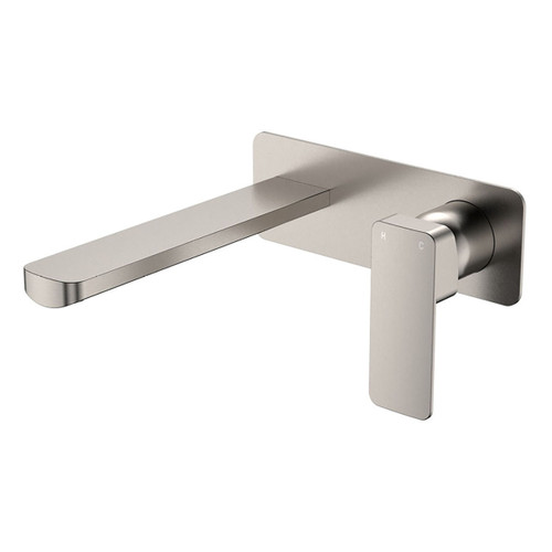 Tono Basin or Bath Wall Mixer Set 200mm Outlet Large Rectangular Plate Brushed Nickel Lead Free [310973]