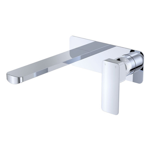 Tono Basin or Bath Wall Mixer Set 200mm Outlet Large Rectangular Plate Chrome Lead Free [310969]