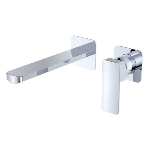 Tono Basin or Bath Wall Mixer Set 200mm Outlet Small Square Plate Chrome Lead Free [310960]