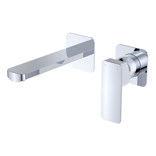 Tono Basin or Bath Wall Mixer Set 160mm Outlet Small Square Plate Chrome Lead Free [310953]