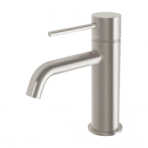 Vivid Slimline Hob Basin Mixer (Curved Spout) 6Star Brushed Nickel Lead Free [315621]