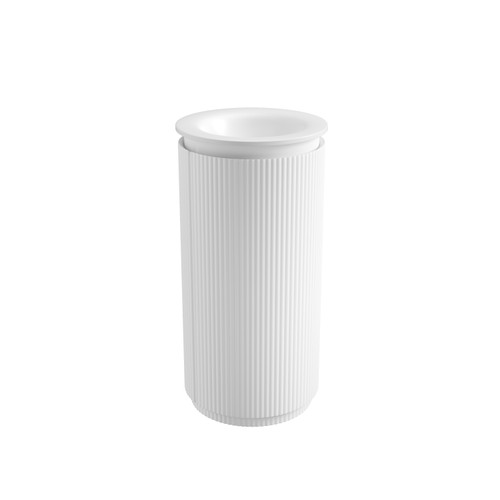 Civaro Floor-Standing 420mm Matte White Pillar Cabinet with Sintera Circle Stone Top with No Tap Hole [320220]