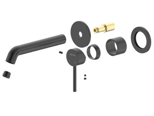 Projix Curved Wall Mixer Set 180mm Spout TRIM ONLY Black LF [306184]