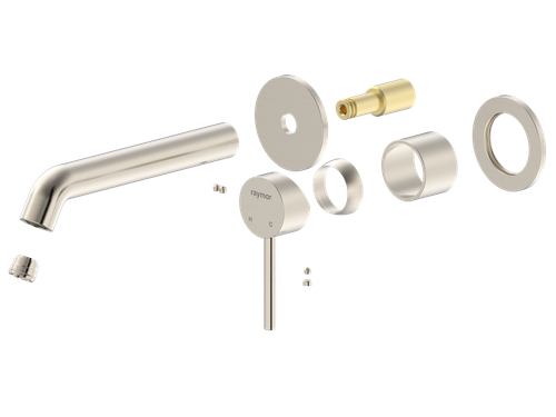 Projix Curved Wall Mixer Set 180mm Spout TRIM ONLY Brushed Nickel LF [306185]