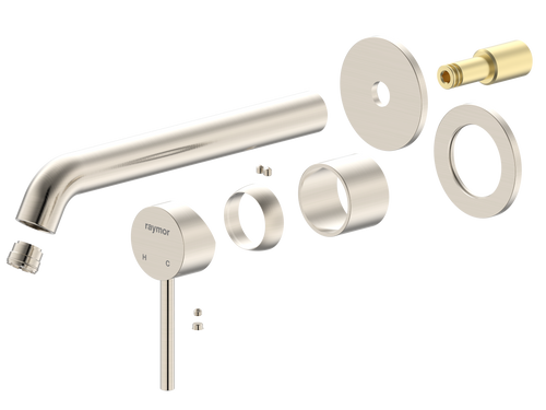 Projix Curved Wall Mixer Set 220mm Spout TRIM ONLY Brushed Nickel LF [306188]
