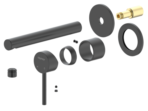 Projix Straight Wall Mixer Set 180mm Spout TRIM ONLY Black LF [306190]