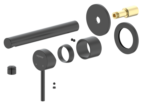 Projix Straight Wall Mixer Set 180mm Spout TRIM ONLY Black LF [306190]