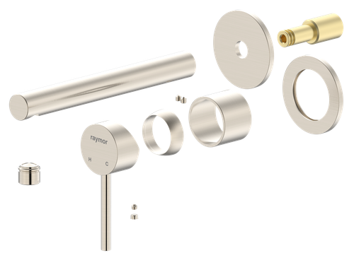 Projix Straight Wall Mixer Set 180mm Spout TRIM ONLY Brushed Nickel LF [306191]