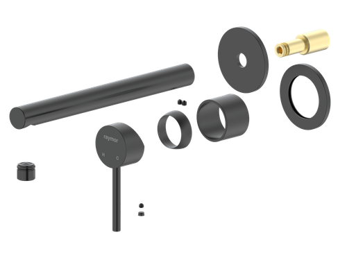 Projix Straight Wall Mixer Set 220mm Spout TRIM ONLY Black LF [306193]