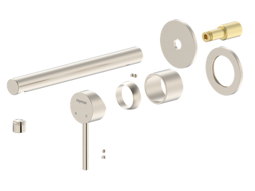 Projix Straight Wall Mixer Set 220mm Spout TRIM ONLY Brushed Nickel LF [306194]